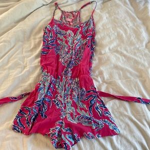 Lilly Pulitzer hot pink coral romper